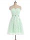 Sweet Apple Green Sleeveless Beading and Lace Mini Length Prom Party Dress
