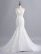 Dazzling Scoop Sleeveless Tulle Wedding Gowns Lace Brush Train Zipper