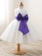 Custom Designed Organza Scoop Sleeveless Zipper Bowknot Girls Pageant Dresses in White