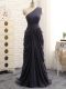 Grey Chiffon Zipper Dama Dress for Quinceanera Sleeveless Floor Length Pick Ups