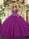 Stunning Fuchsia Sweetheart Neckline Beading 15th Birthday Dress Sleeveless Lace Up