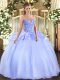 Delicate Sweetheart Sleeveless Lace Up Sweet 16 Quinceanera Dress Lavender Organza