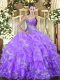 Best Organza Sleeveless Floor Length Sweet 16 Dresses and Beading and Ruffled Layers