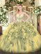 New Arrival Olive Green Sweetheart Lace Up Beading and Ruffles Quinceanera Dress Sleeveless