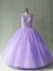 Glorious Beading 15th Birthday Dress Lavender Lace Up Sleeveless Floor Length