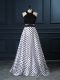 White And Black Sleeveless Lace Prom Party Dress