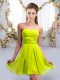 Yellow Green Lace Up Sweetheart Ruching Bridesmaid Dresses Chiffon Sleeveless