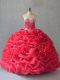 Coral Red Sleeveless Beading and Pick Ups Floor Length Vestidos de Quinceanera