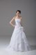 Beautiful White Organza Lace Up Strapless Sleeveless Wedding Dresses Brush Train Hand Made Flower