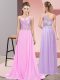 Pink Chiffon Side Zipper Prom Dress Sleeveless Floor Length Beading