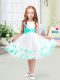 Luxurious White Zipper Scoop Appliques and Belt Flower Girl Dresses Tulle Sleeveless