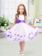 Beauteous Scoop Sleeveless Flower Girl Dress Knee Length Appliques and Belt White Tulle