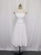 Fancy White Empire Scoop Sleeveless Lace Tea Length Lace Up Lace and Belt Wedding Dress