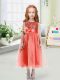 Fashionable Scoop Sleeveless Zipper Flower Girl Dresses Watermelon Red Organza