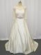 Superior Zipper Bridal Gown White for Wedding Party with Beading and Lace Brush Train