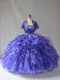 Stunning Blue Lace Up Strapless Beading and Ruffles 15 Quinceanera Dress Organza Sleeveless