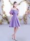 Luxurious Lavender Bridesmaids Dress Wedding Party with Ruching Off The Shoulder Short Sleeves Zipper