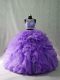 Beading and Ruffles 15 Quinceanera Dress Lavender Zipper Sleeveless Floor Length Brush Train