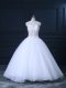 Sleeveless Brush Train Lace Up Beading Bridal Gown