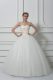 Sleeveless Floor Length Beading and Lace Lace Up Wedding Gown with White