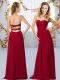Nice Wine Red Criss Cross Sweetheart Beading Wedding Party Dress Chiffon Sleeveless