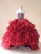 Admirable Organza Sleeveless Pageant Gowns For Girls Brush Train and Beading and Ruffles
