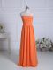 Orange Strapless Neckline Ruching Bridesmaids Dress Sleeveless Zipper