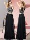 Black Backless Prom Evening Gown Beading Sleeveless Floor Length