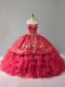 Delicate Sweetheart Sleeveless Organza Sweet 16 Quinceanera Dress Embroidery and Ruffles Lace Up