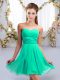 Designer Chiffon Sweetheart Sleeveless Lace Up Ruching Bridesmaid Dress in Turquoise