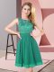 Turquoise Scoop Neckline Beading and Appliques Bridesmaid Gown Sleeveless Backless
