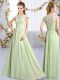 Sweet Empire Vestidos de Damas Yellow Green Scoop Chiffon Cap Sleeves Floor Length Clasp Handle