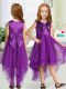 Elegant Scoop Sleeveless Zipper Flower Girl Dress Purple Organza