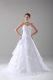Dazzling A-line Sleeveless White Wedding Gown Brush Train Lace Up