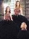 Stylish Black Sleeveless Embroidery and Ruffles Floor Length Ball Gown Prom Dress