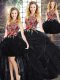 Custom Design Scoop Sleeveless Vestidos de Quinceanera Floor Length Embroidery and Ruffles Black