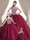 Comfortable Red Lace Up Vestidos de Quinceanera Beading Sleeveless Floor Length