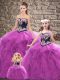 Perfect Purple Lace Up Sweetheart Beading and Embroidery Ball Gown Prom Dress Tulle Sleeveless