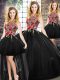 Pretty Black Sleeveless Zipper Sweet 16 Dress for Military Ball and Sweet 16 and Quinceanera