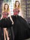 Smart Floor Length Black Vestidos de Quinceanera Scoop Sleeveless Zipper