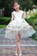 White Scoop Mini-length Taffeta and Organza Lace Flower Girl Dress
