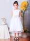 White Scoop Tea-length Organza Hand Made Flowers Baby Girl Dresses
