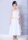 White Empire Straps Ankle-length Flower Girl Dress Chiffon Hand Made Flower