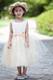 White and Champagne Ball Gown Scoop Tea-length Taffeta and Net Flower Girl Dress