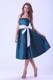 Spaghetti Straps Prom Dress With White Sash Bowknot Tea-length Taffeta