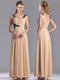 Latest Cap Sleeves Champagne Mother of The Bride Dress with Black Appliques