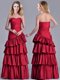 Modest Taffeta A Line Wine Red Mother of The Bride Dress with Ruffled Layers