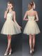 Halter Top Champagne Sleeveless Tulle Lace Up Quinceanera Court Dresses for Prom and Party and Wedding Party