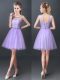 Customized Scoop Lavender Sleeveless Tulle Lace Up Dama Dress for Prom and Party and Wedding Party