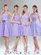 Classical Lavender Princess Mini Length Bridesmaid Dress with Ruching